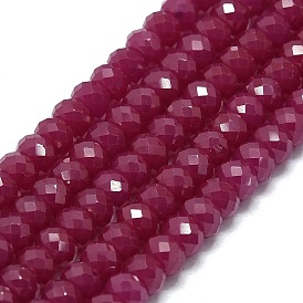 Lab Grown Red Corundum Beads Strands, Faceted, Rondelle