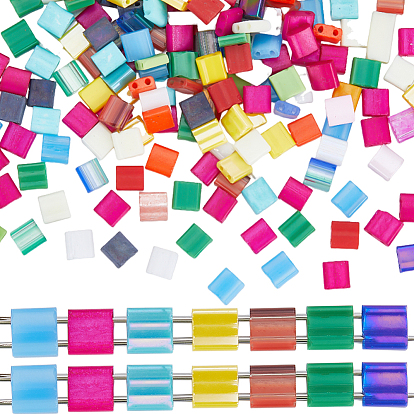 250шт 2стеклянный бисер с отверстием, разнообразные, квадратный