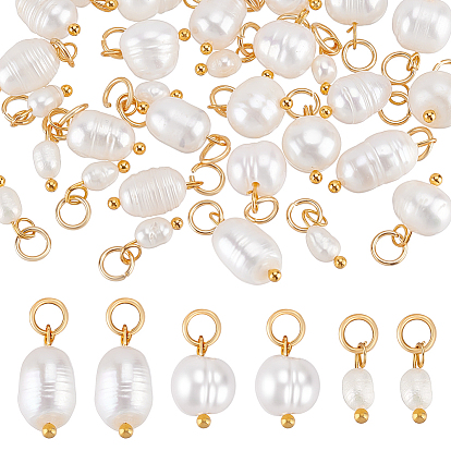 30шт 3 стили подвески из натурального культивированного пресноводного жемчуга, разнообразные, с 304 кольцами из нержавеющей стали