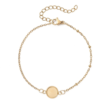 304 изготовление браслетов-спутников из нержавеющей стали, с плоскими круглыми настройками кабошон