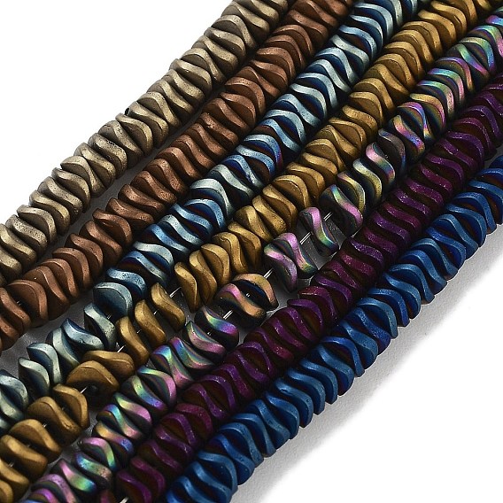 Гальванические нити из синтетических немагнитных гематитовых бусин, волнистый диск, матовый стиль