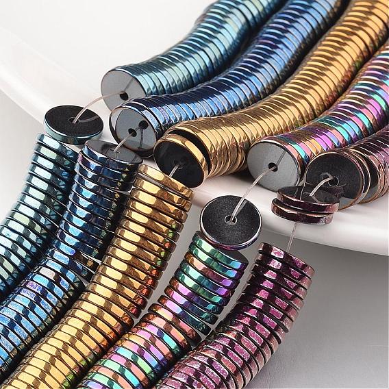 Electroplate Non-magnetic Synthetic Hematite Beads Strands, Heishi Beads, Disc/Flat Round