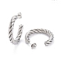 304 Stainless Steel Half Hoop Earrings, Stud Earrings, Hypoallergenic Earrings, with Ear Nut, Twisted, Ring