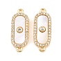 Овальные подвески из латуни с микропаве и прозрачным фианитом, с естественной оболочке, цвет морской раковины
