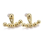 Brass Front Back Stud Earrings, Stud Earrings, Long-Lasting Plated, with Plastic Ear Nuts, Round