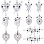24шт 6 стили подвески со стразами из сплава, ссылки на крестиковые сердца, разнообразные