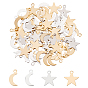 80Pcs 4 Style Brass Charms, Star & Moon