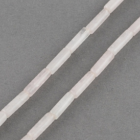 Natural Rose Quartz Stone Beads Strands, Tube, 13x4~5mm, Hole: 1mm, about 27~30pcs/strand, 15.3 inch