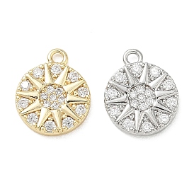 Латунные микропаве прозрачные кубические циркониевые подвески, плоские круглые подвески в виде солнца