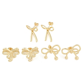 Brass Stud Earrings for Women, Bowknot