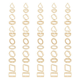Набор для поиска поделок для изготовления ювелирных изделий, включая 60шт. 6 латунную рамку для бусин и соединительные кольца, квадрат, цветок, сердце, шестиугольник и кольцо, без кадмия и без свинца