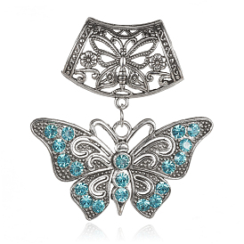 Butterfly Alloy Rhinestone Big Pendants, 68mm, Hole: 18x19mm