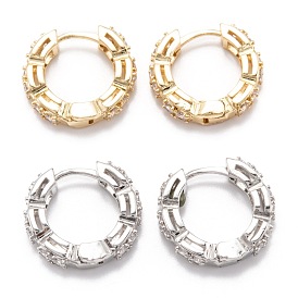 Серьги-кольца Huggie из латуни с микропрозрачным паве и кубическим цирконием, кольцо