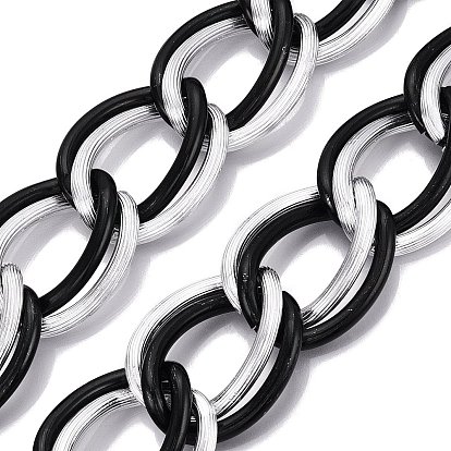 Aluminium Double Curb Chains, Two Tone, Unwelded