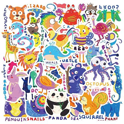 50шт. водонепроницаемые ПВХ-наклейки с мультяшными животными, самоклеящиеся наклейки, для чемодана, скейтборде, холодильник, шлем