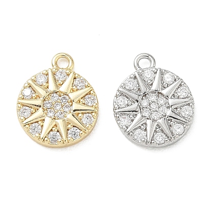 Латунные микропаве прозрачные кубические циркониевые подвески, плоские круглые подвески в виде солнца