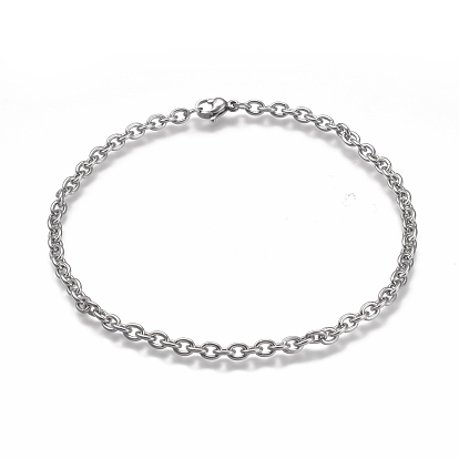 304 Stainless Steel Cable Chain Anklets, with Lobster Claw Clasp