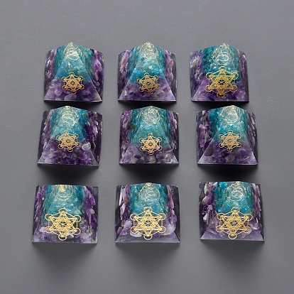 Генераторы энергии смолы оргонитовой пирамиды, рейки натуральные аметистовые чипсы внутри для украшения стола домашнего офиса