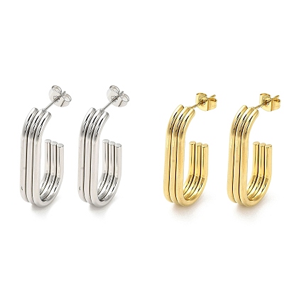 202 овальные серьги-гвоздики из нержавеющей стали, серьги-полукольца со 304 булавками из нержавеющей стали