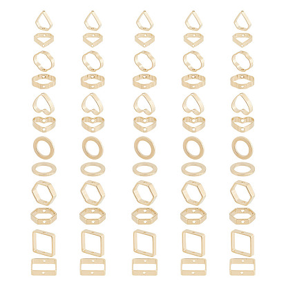 Набор для поиска поделок для изготовления ювелирных изделий, включая 60шт. 6 латунную рамку для бусин и соединительные кольца, квадрат, цветок, сердце, шестиугольник и кольцо, без кадмия и без свинца