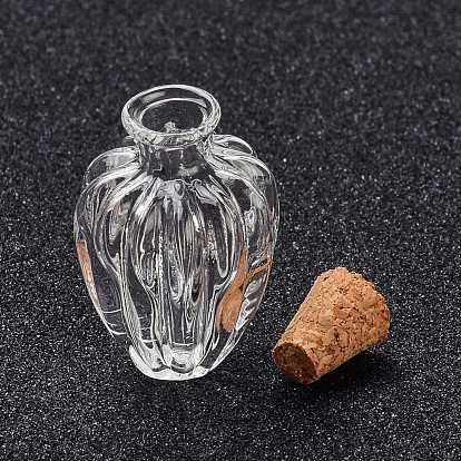 Glass Cork Bottles, Glass Empty Wishing Bottles, Food Play Scene Miniature Model, for DIY Craft Dollhouse Accessories