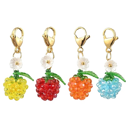 3 подвесные украшения из стеклянных семян яблок и акрила, с 304 из нержавеющей стали Lobster Claw застежками