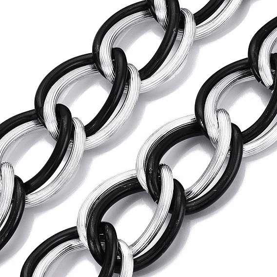 Aluminium Double Curb Chains, Two Tone, Unwelded