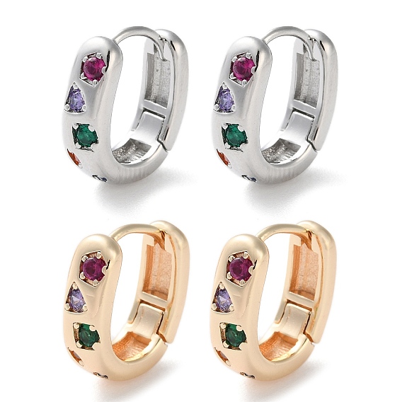 Латунные серьги обруча, со стеклом, овальные