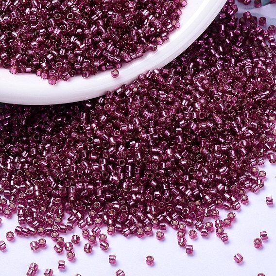 MIYUKI Delica Beads, Cylinder, Japanese Seed Beads, 11/0, Duracoat Silver Lined Dyed