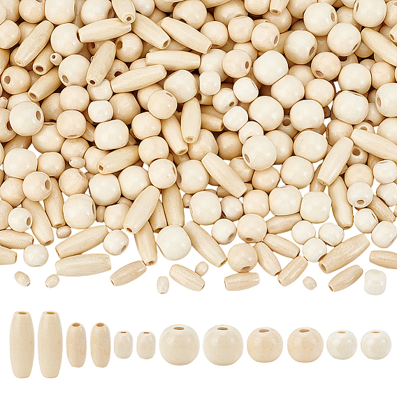 480шт 6 стили окрашенные бусины из натурального дерева, разнообразные