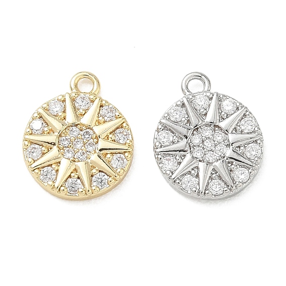 Латунные микропаве прозрачные кубические циркониевые подвески, плоские круглые подвески в виде солнца
