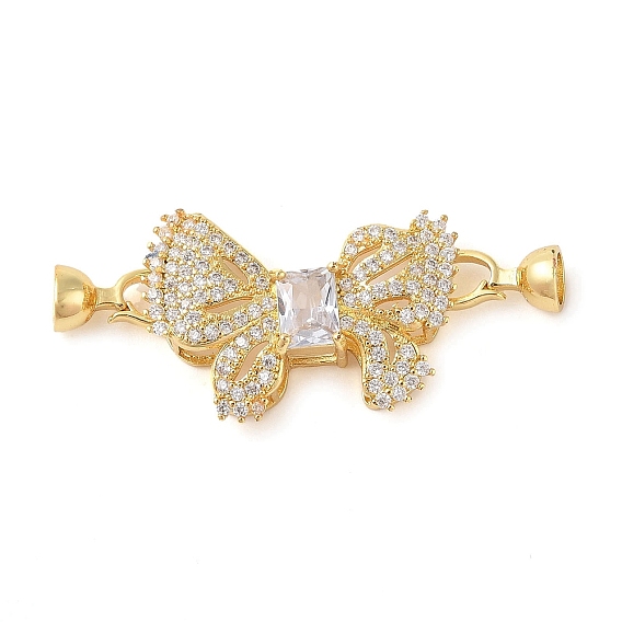 Реечное покрытие латунь микро паве прозрачный кубический цирконий складные застежки, долговечный, без свинца и без кадмия, бантом