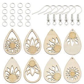 Наборы для сережек своими руками, с необработанными деревянными подвесками-капельками и крючками для сережек