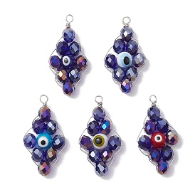 Стеклянные подвески с медной проволокой, ромб прелести, с Lampwork сглаза бисер