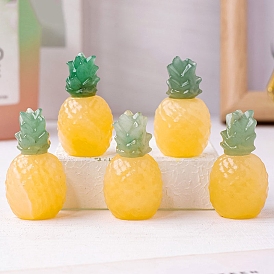 Natural Green Aventurine & Calcite Carved Pineapple Figurines, for Home Desktop Decoration