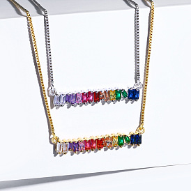 Colorful Zircon Pendant Fashion Copper Plated Diamond Necklace for Women