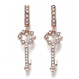Alloy European Dangle Charms, with Crystal Rhinestone, Large Hole Pendants, Key