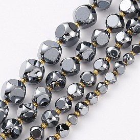 Terahertz Stone Beads Strands, with Seed Beads, Six Sided Celestial Dice, Faceted