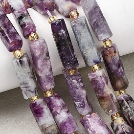 Натуральный лепидолит / пурпурный слюдяный камень бисер пряди, колонка, с бисером