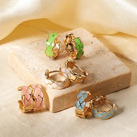 Fashionable Minimalist Multicolor Brass Enamel Hoop Earrings for Elegant and Unique Ear Accessories