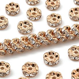 Латунные бусины разделители для поставки стразов, класс AAA, волнистый край, без никеля , светлый цвет металла золото, рондель, 8x3.8 мм, отверстия, 1.5 мм