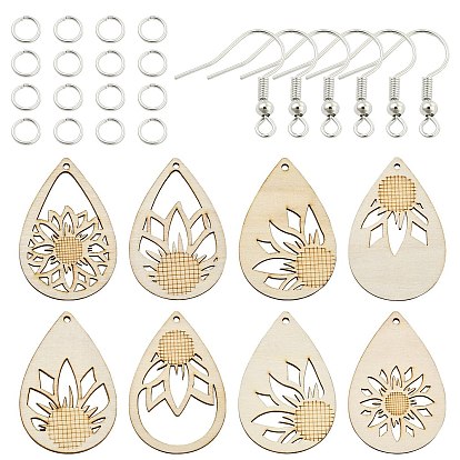 Наборы для сережек своими руками, с необработанными деревянными подвесками-капельками и крючками для сережек