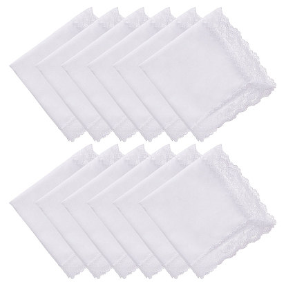 Хлопковый носовой платок, с полиэстеровым кружевом, квадратный