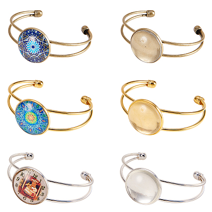DIY Bangles Making, with Brass Bangle Makings, Bangle Blanks and Transparent Glass Cabochons