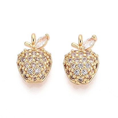 Латунные микро проложить кубического циркония подвески, клубника прелести, без никеля 