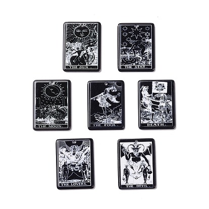 Pendentifs acryliques imprimés, rectangle avec motif tarot