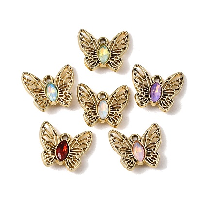 Стеклянные подвески из сплава с ультрафиолетовым покрытием, очарование бабочки, граненые, разноцветные