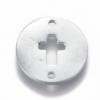 304 Stainless Steel Links/Connectors, Flat Round with Cross, for Easter