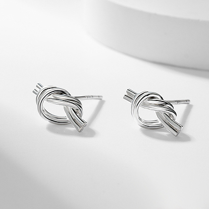 S925 Sterling Silver Knot Stud Earrings