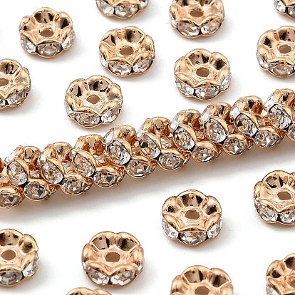 Латунные бусины разделители для поставки стразов, класс AAA, волнистый край, без никеля , светлый цвет металла золото, рондель, 8x3.8 мм, отверстия, 1.5 мм